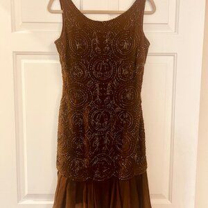 Carmen Marco Valvo Beaded Cocktail Dress